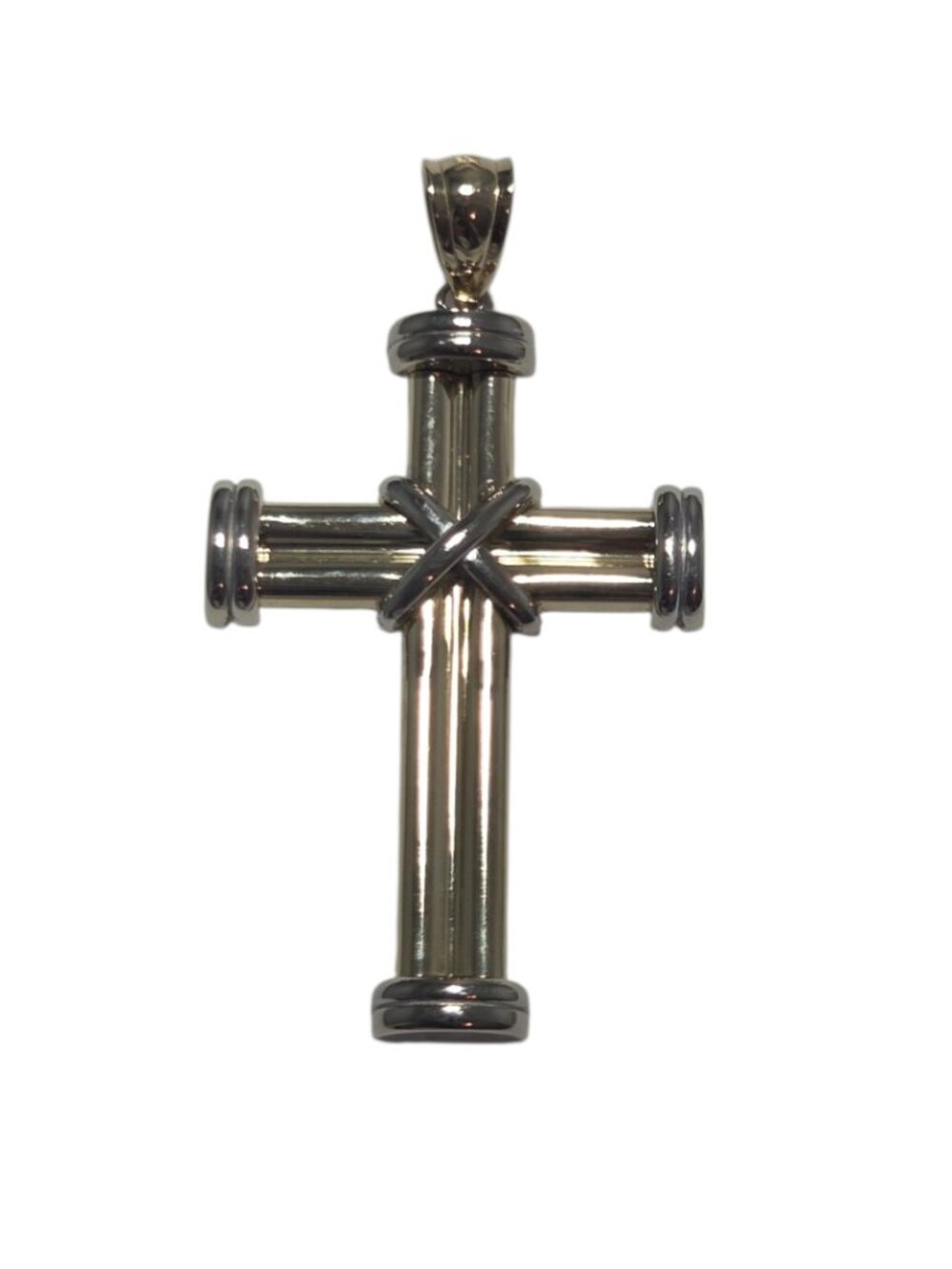 14K Yellow and White Gold Two-Tone Cross Pendant #25091